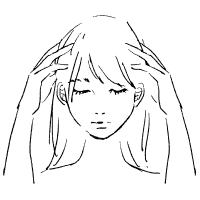 ใช้อุ้งนิ้วค่อยๆ นวดเบาๆ ทั่วศีรษะ